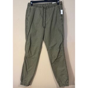 No Boundaries Jogger Pants Men M Green Twill Drawstring Utility Casual NEW